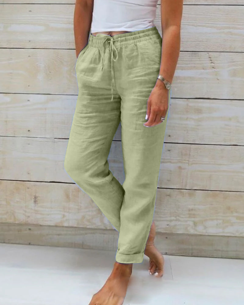 Blush & Bay™ | Linen-Blend Relaxed Pants