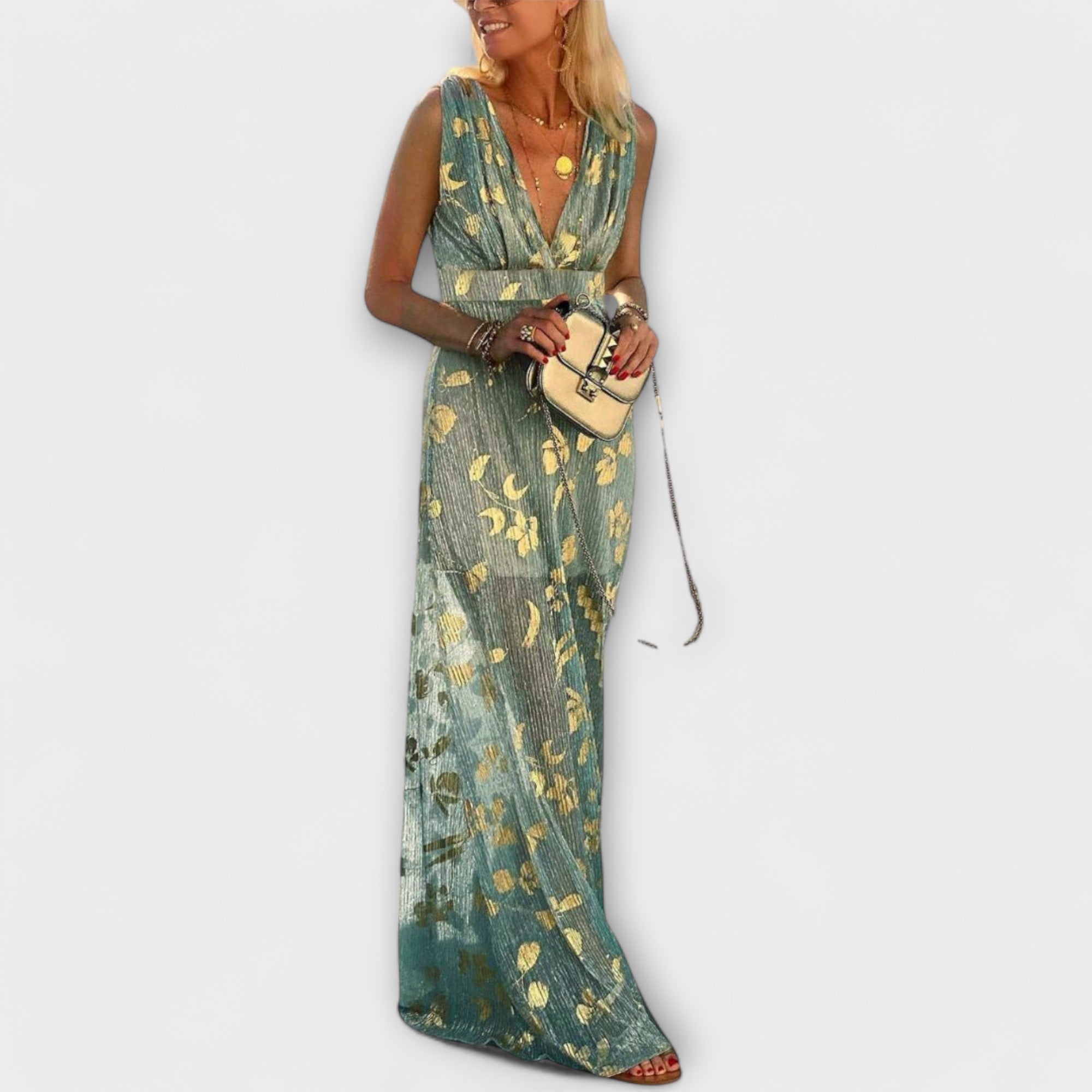 Blush & Bay™ | Robe fluide à col en V et détails pailletés