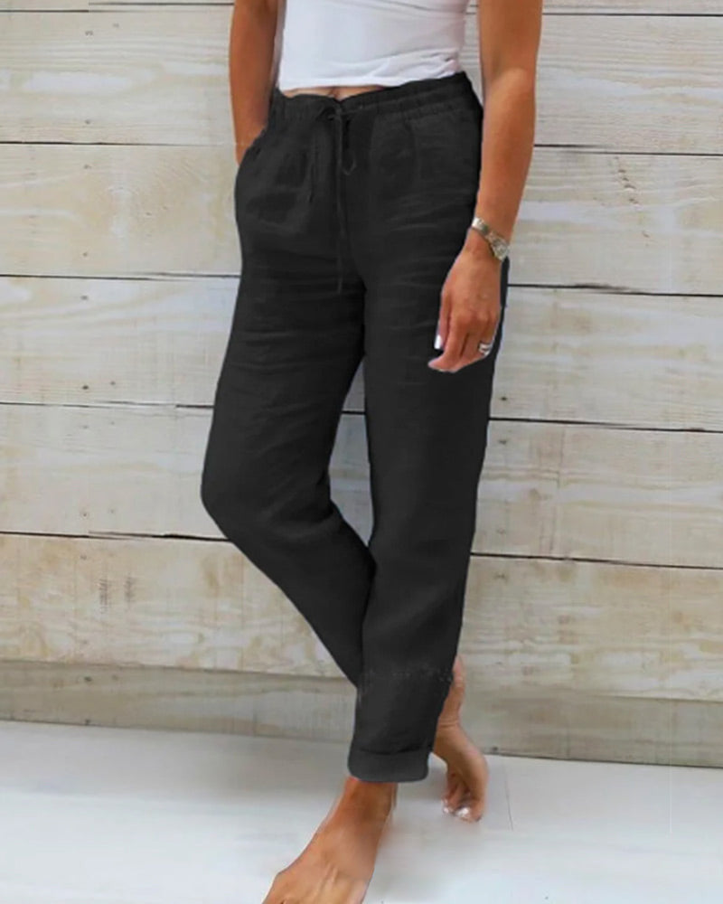 Blush & Bay™ | Linen-Blend Relaxed Pants