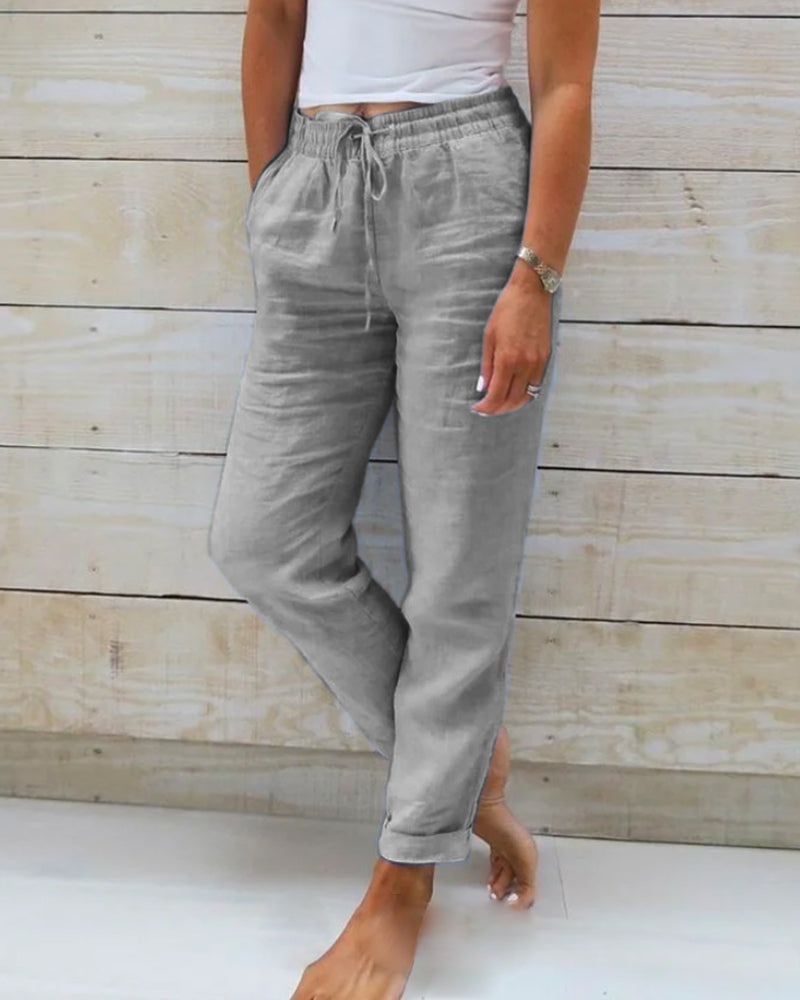 Blush & Bay™ | Linen-Blend Relaxed Pants