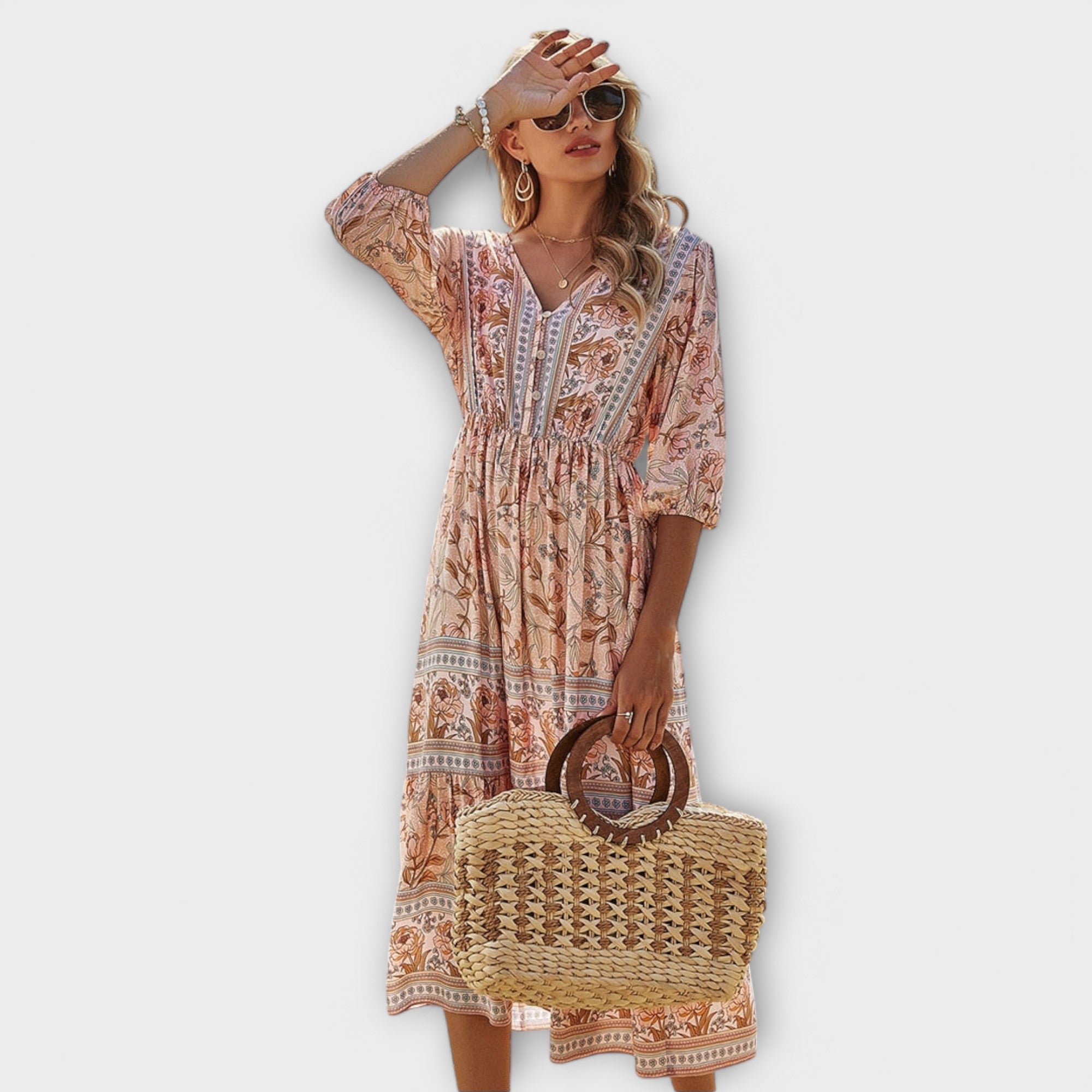 Blush & Bay™ | Elegant Dress with Floral Print