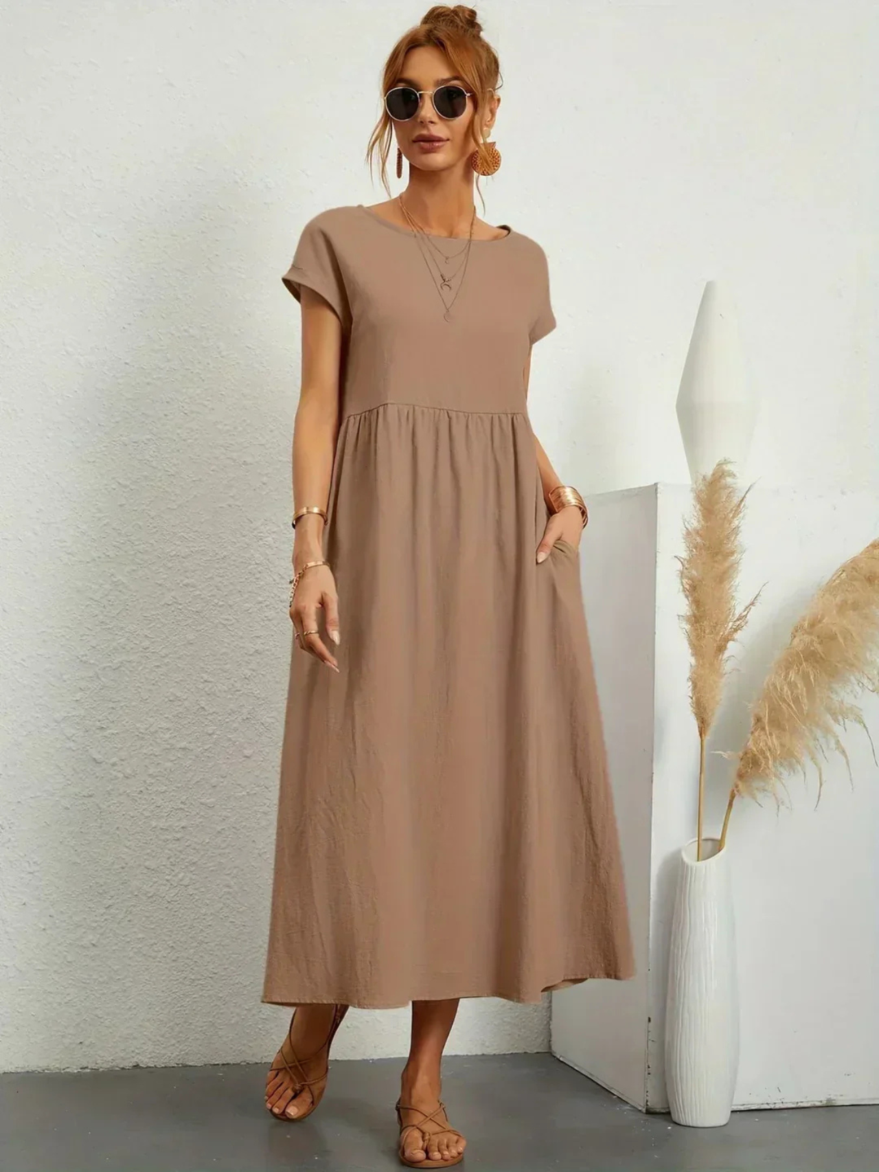 Blush & Bay™ | Elegant Round Neck Dress