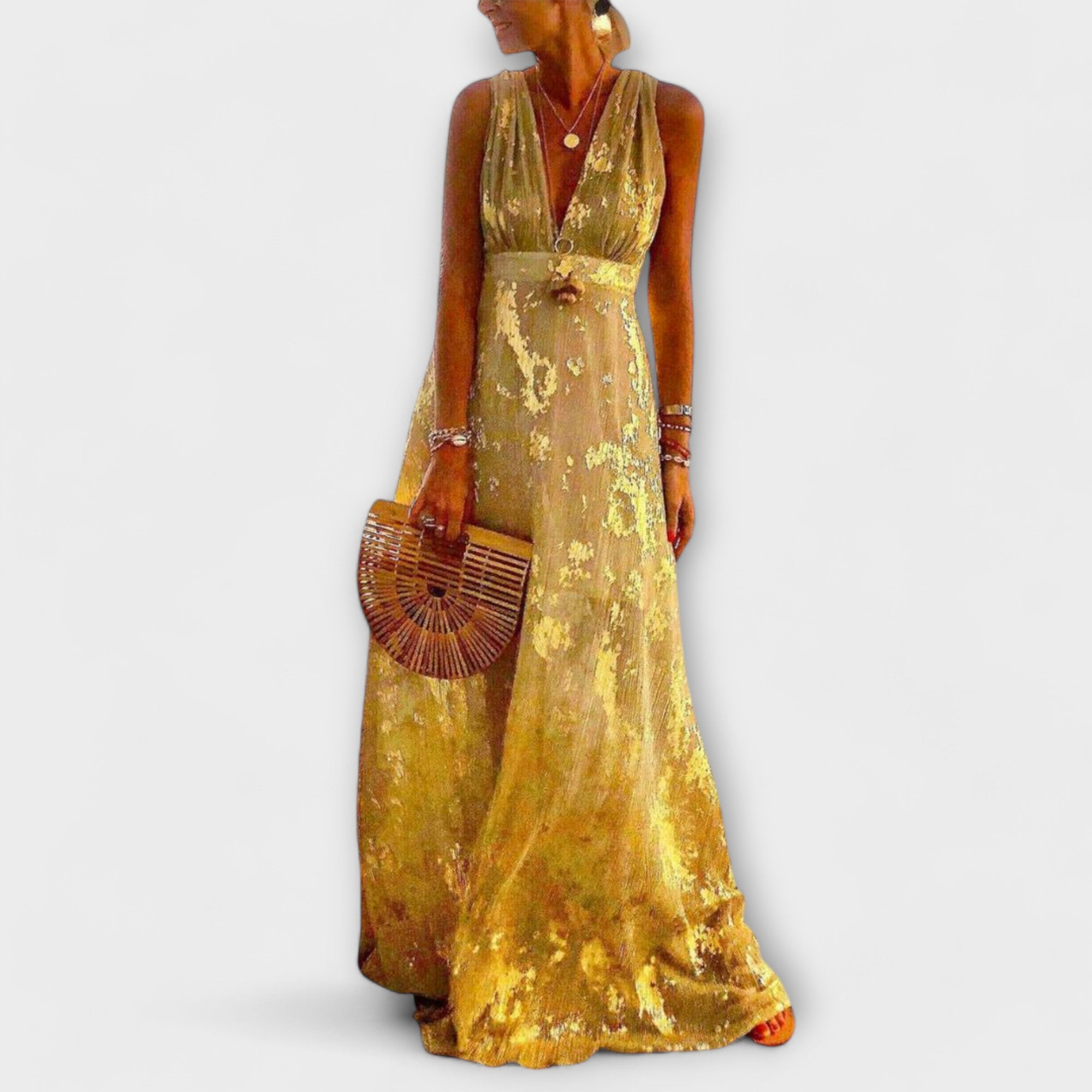 Blush & Bay™ | Robe fluide à col en V et détails pailletés