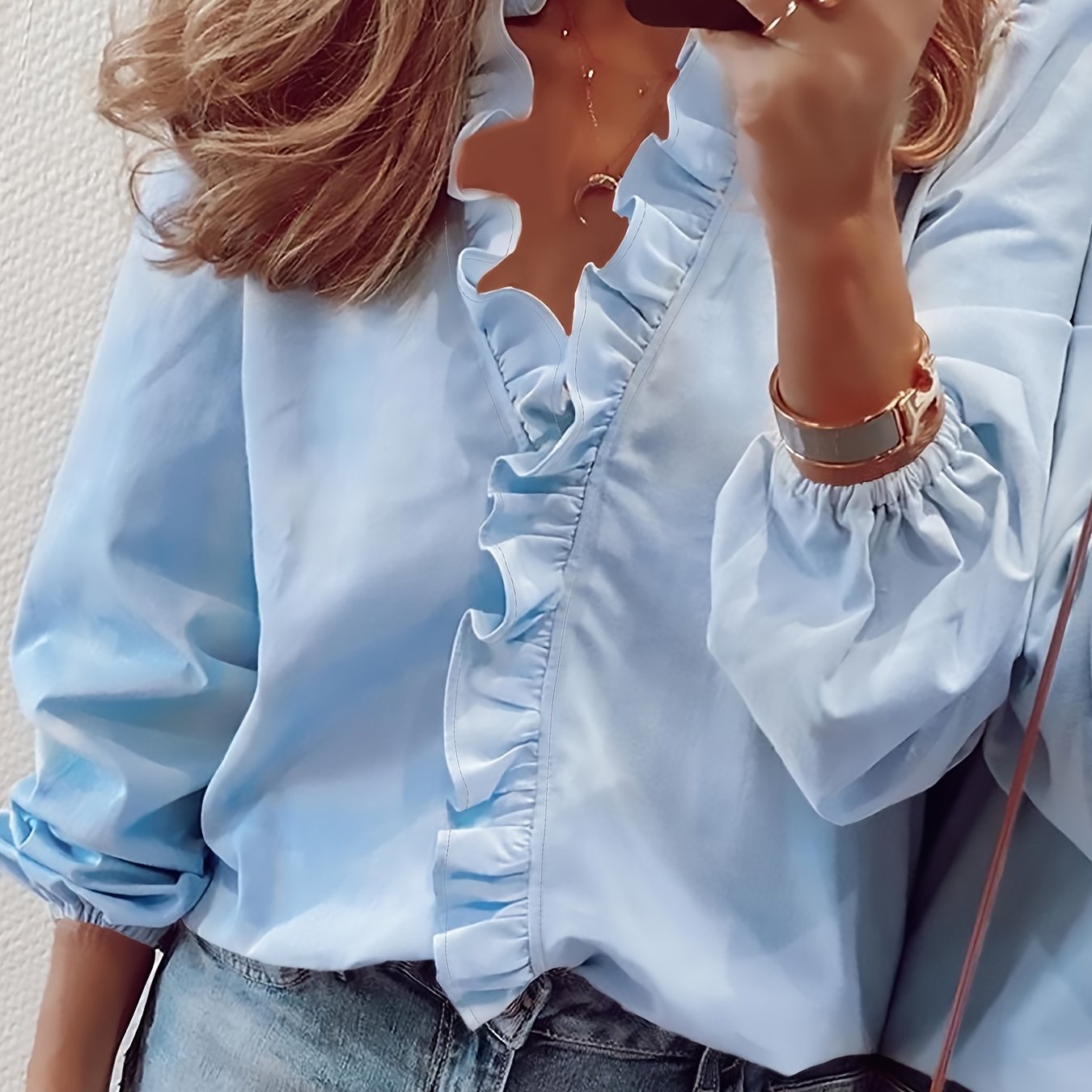 Blush & Bay™ | Ruffled V-Neck Blouse