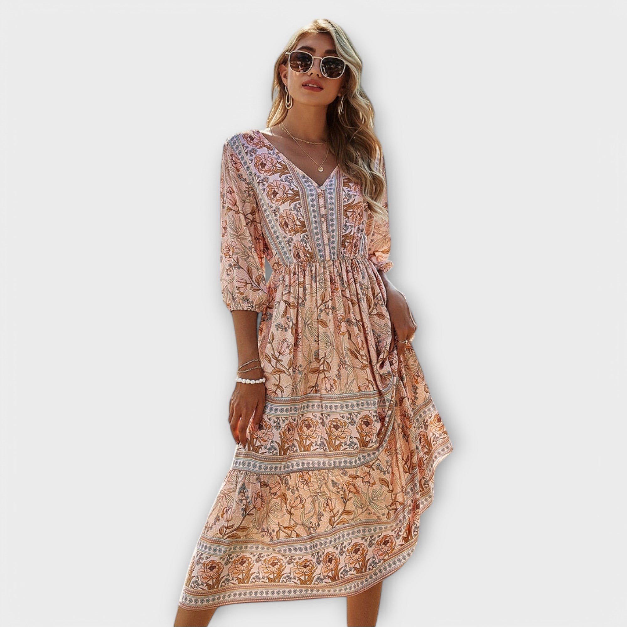 Blush & Bay™ | Elegant Dress with Floral Print