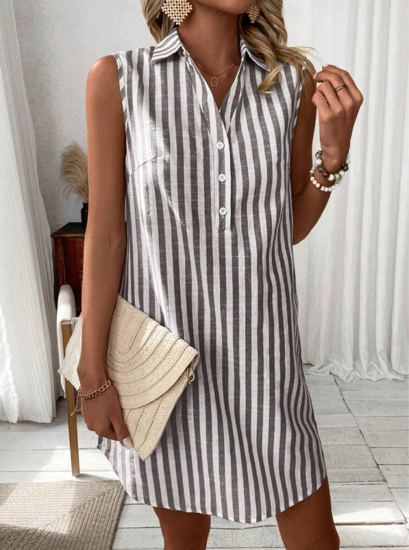 Annie™ | Elegant Striped Shirt Dress