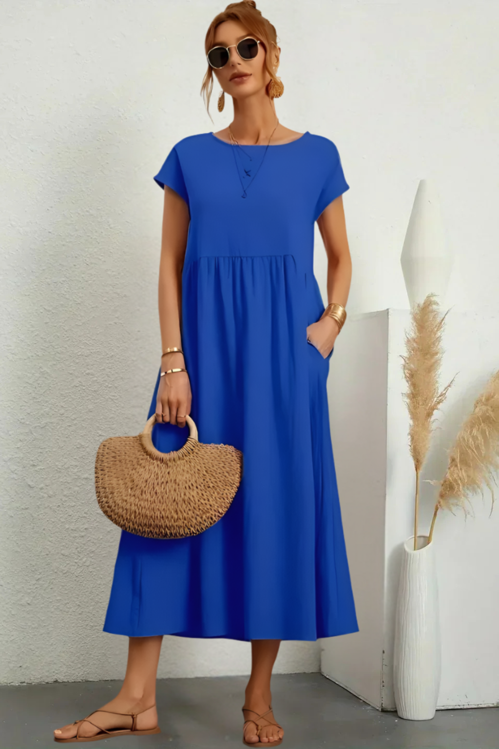 Blush & Bay™ | Elegant Round Neck Dress