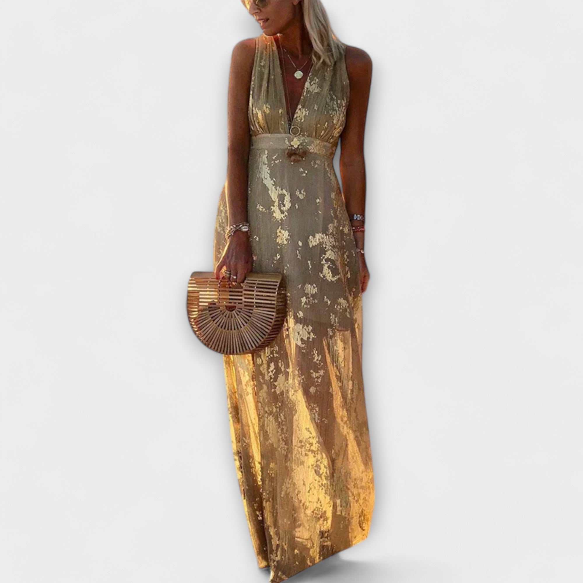 Blush & Bay™ | Robe fluide à col en V et détails pailletés