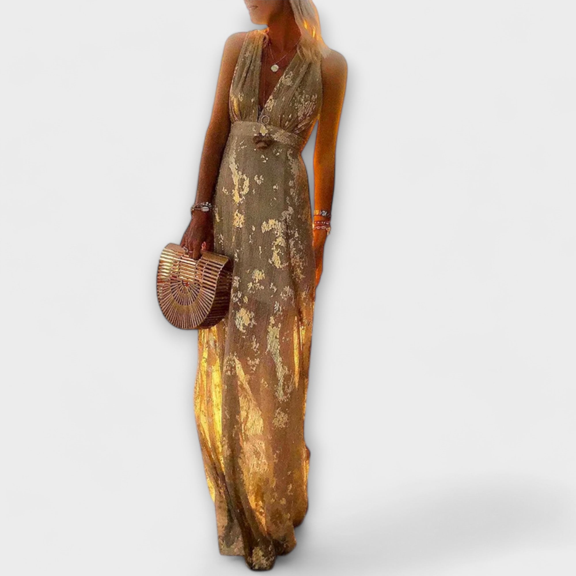 Blush & Bay™ | Robe fluide à col en V et détails pailletés