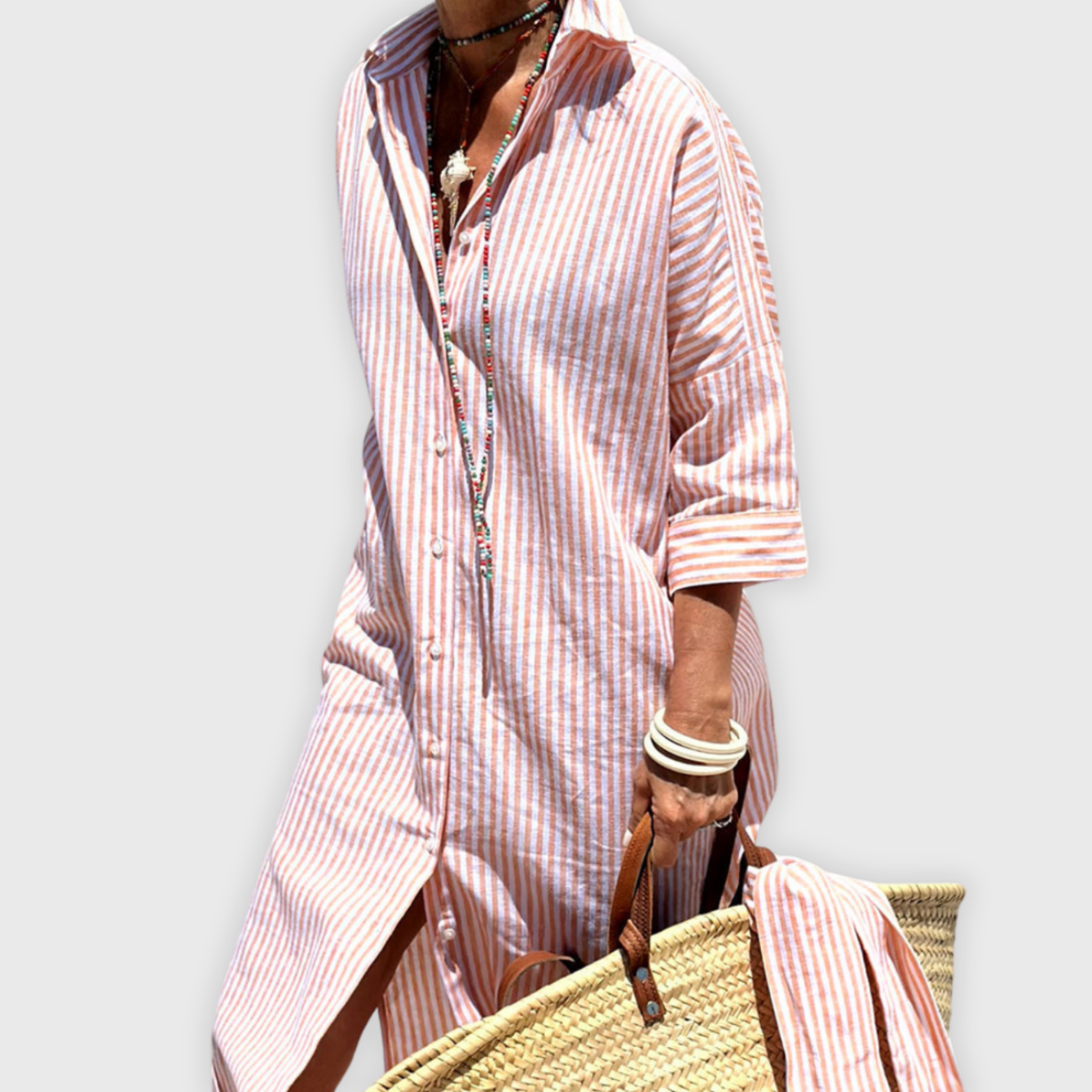 Blush & Bay™ | Elegant Striped Shirt Dress
