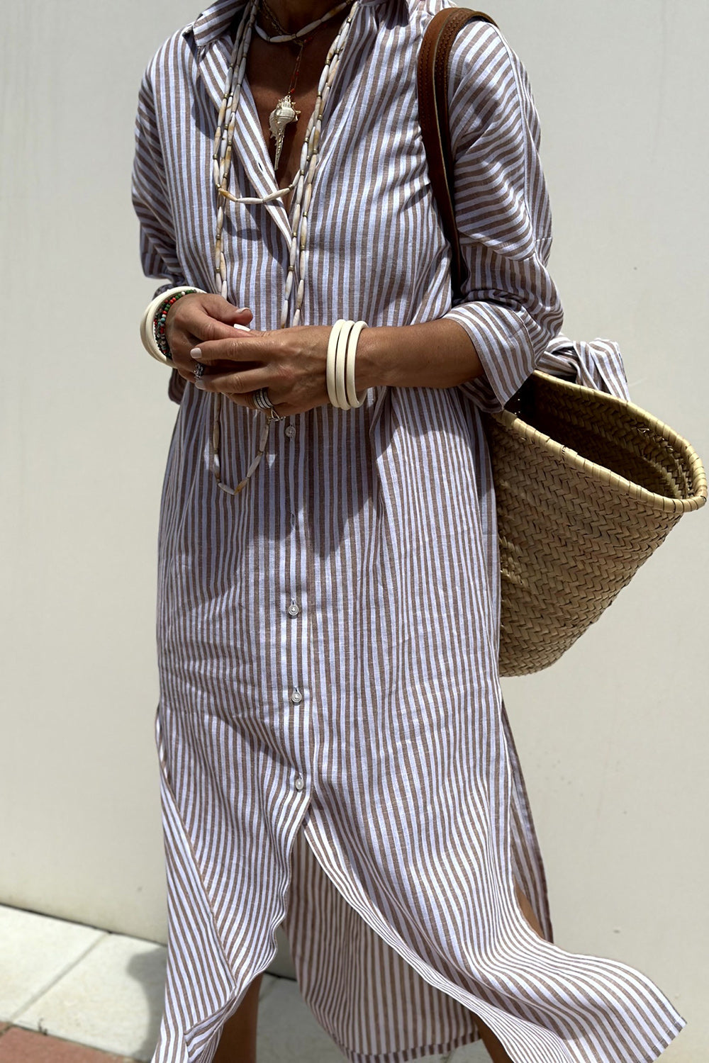 Blush & Bay™ | Elegant Striped Shirt Dress