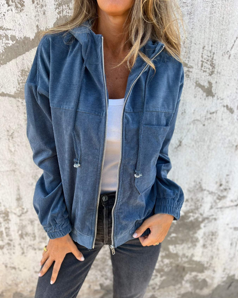 Blush &amp; Bay™ | Veste zippée à capuche en velours côtelé