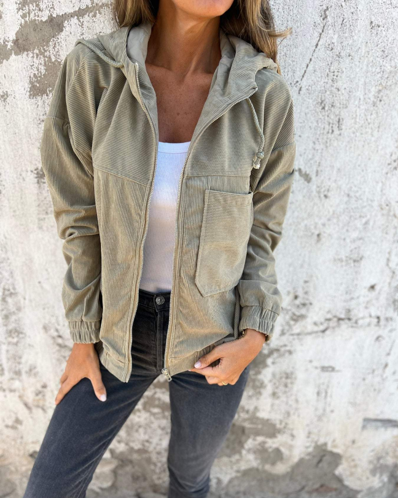 Blush &amp; Bay™ | Veste zippée à capuche en velours côtelé