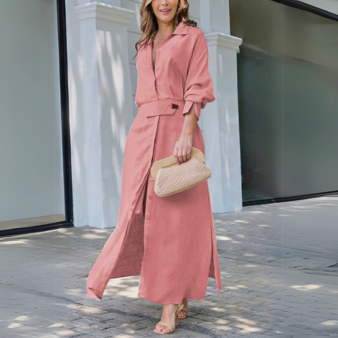 Blush & Bay™ | Elegant Belted Maxi Dress
