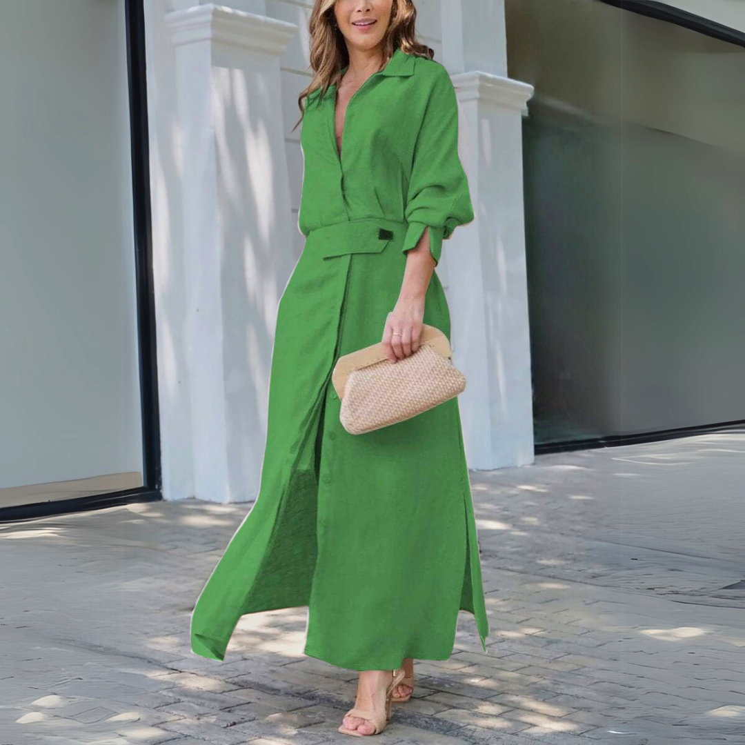 Blush &amp; Bay™ | Robe longue élégante avec ceinture