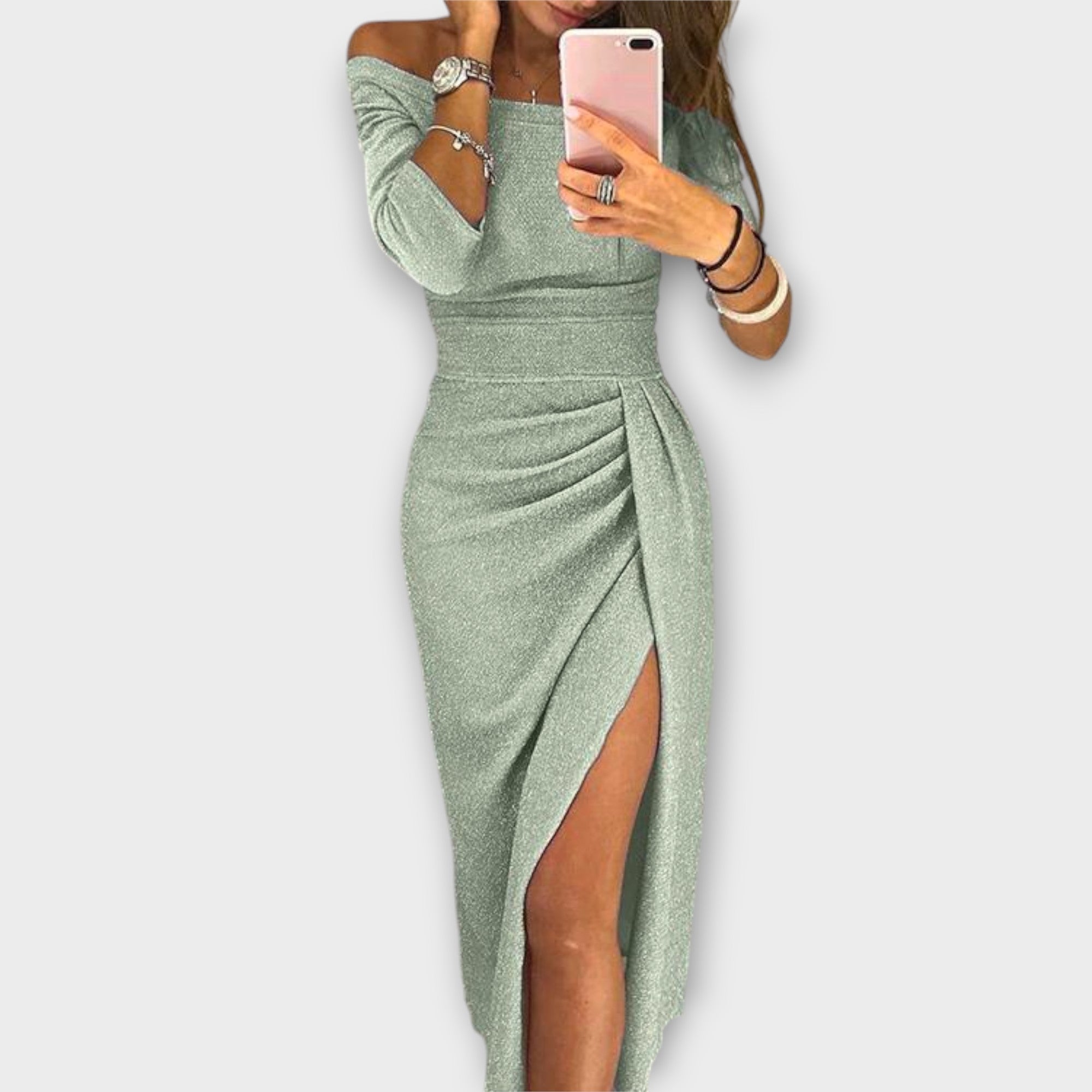 Blush & Bay™ | Elegant Off-Shoulder Dress