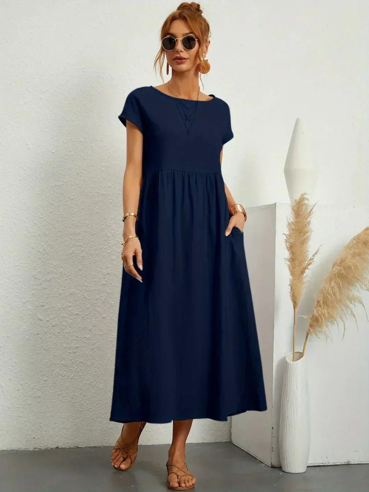 Blush & Bay™ | Elegant Round Neck Dress