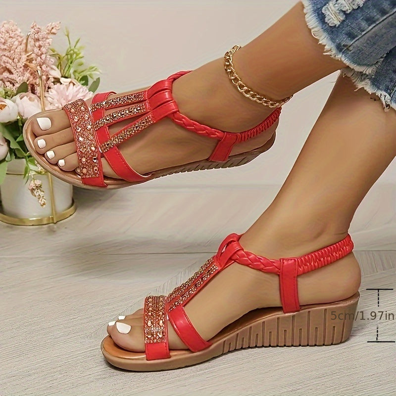 Celeste™ | Boho-Inspired Sandals with Rhinestone Straps