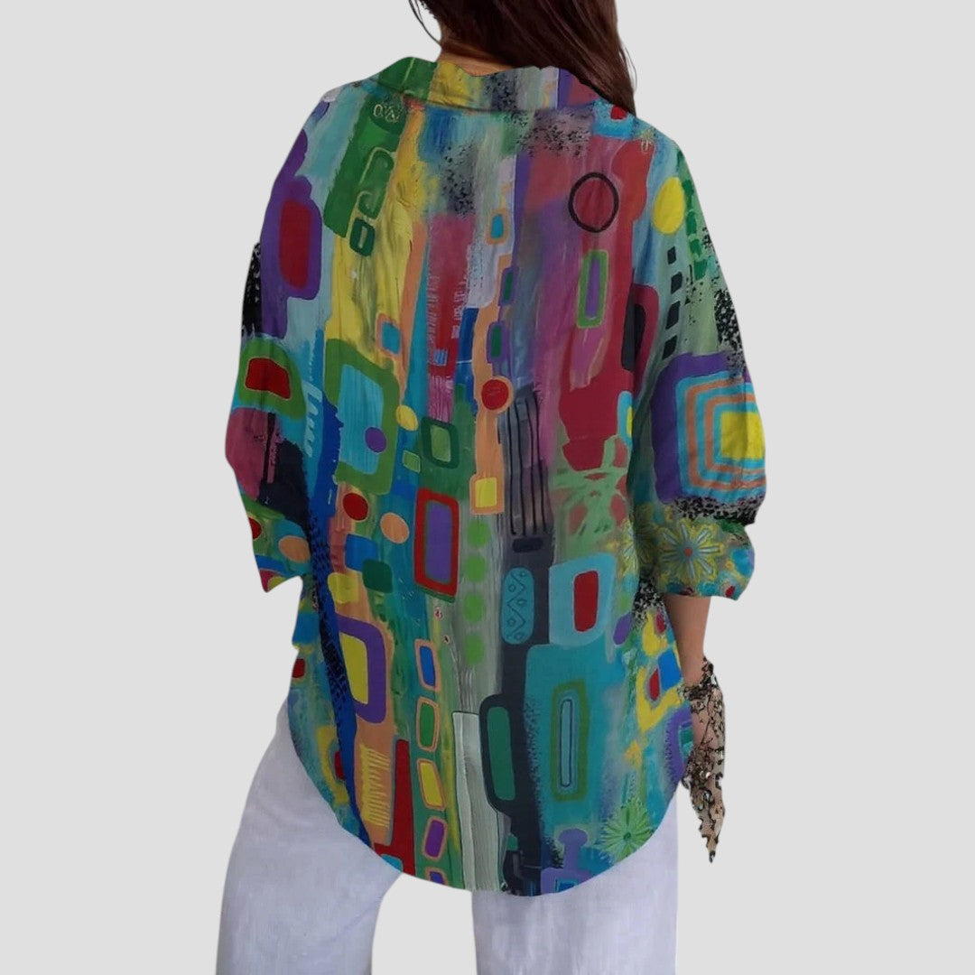 Blush & Bay™ | Elegant Blouse with Geometric Pattern