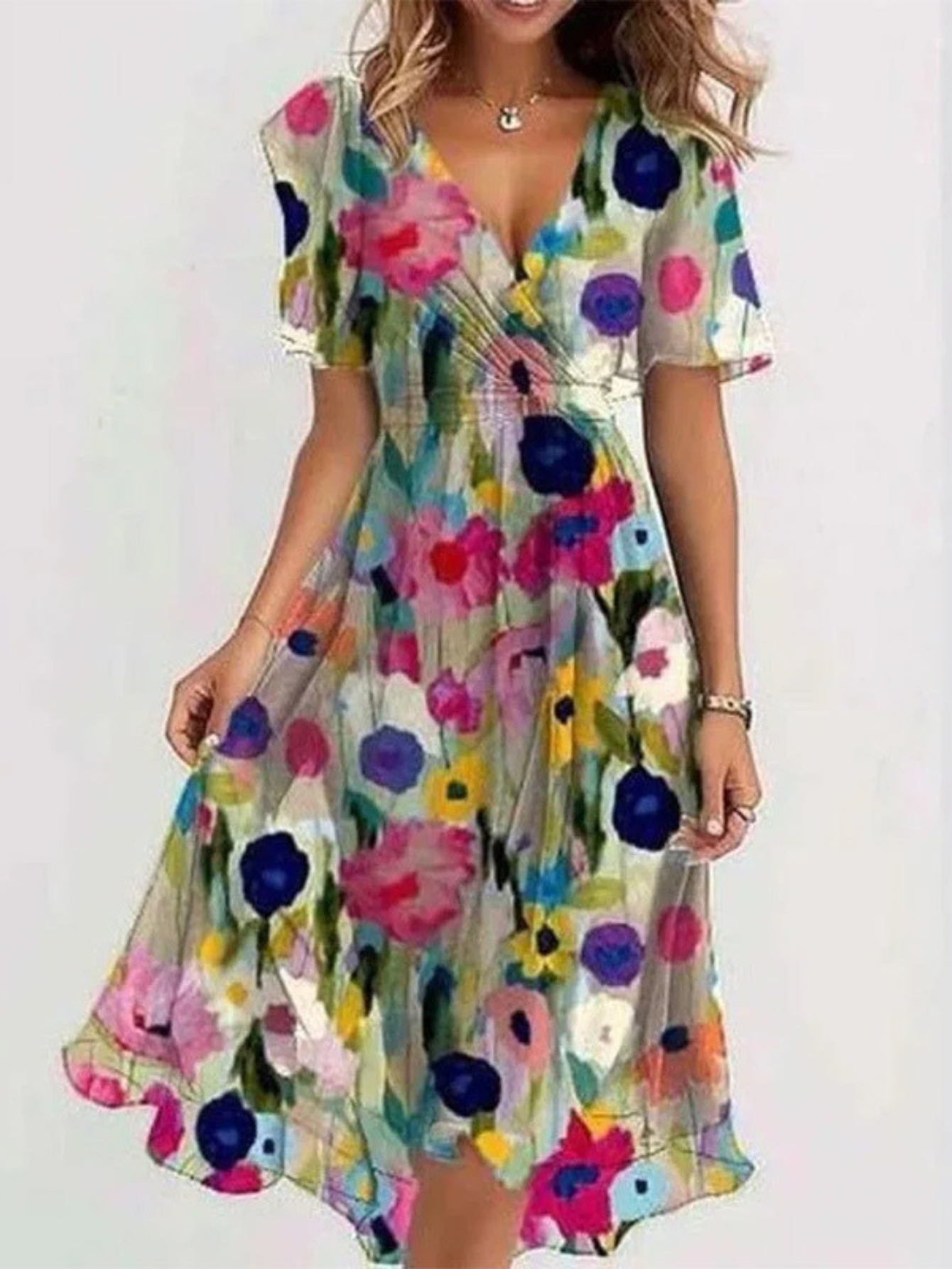 Blush & Bay™ | Vibrant Boho Midi Dress
