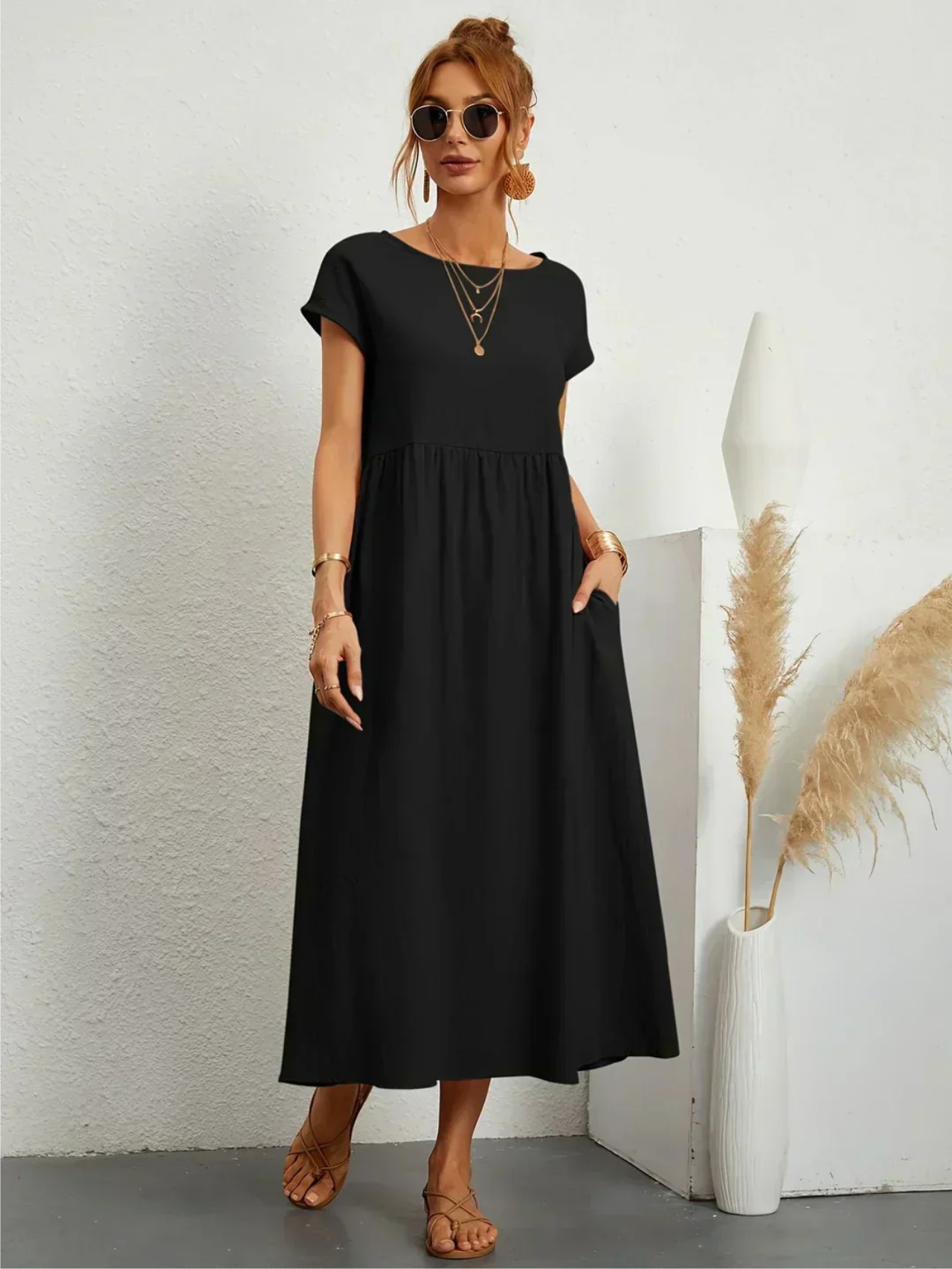 Blush & Bay™ | Elegant Round Neck Dress
