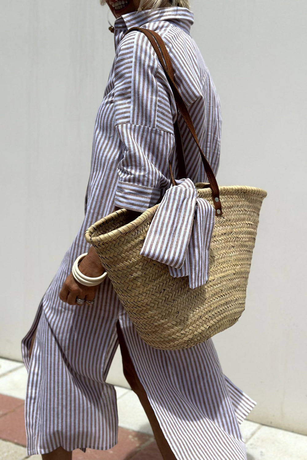Blush & Bay™ | Elegant Striped Shirt Dress