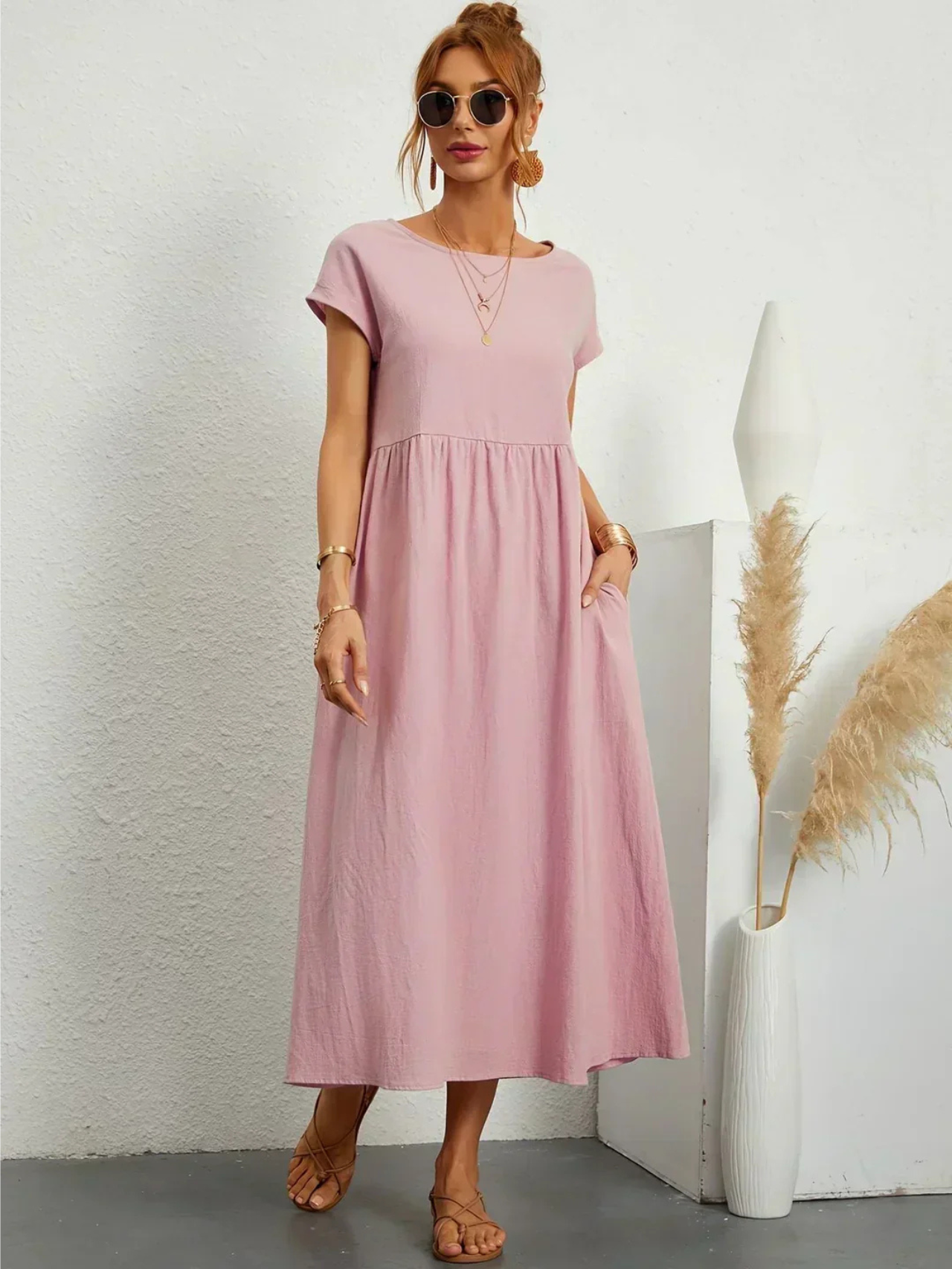 Blush & Bay™ | Elegant Round Neck Dress