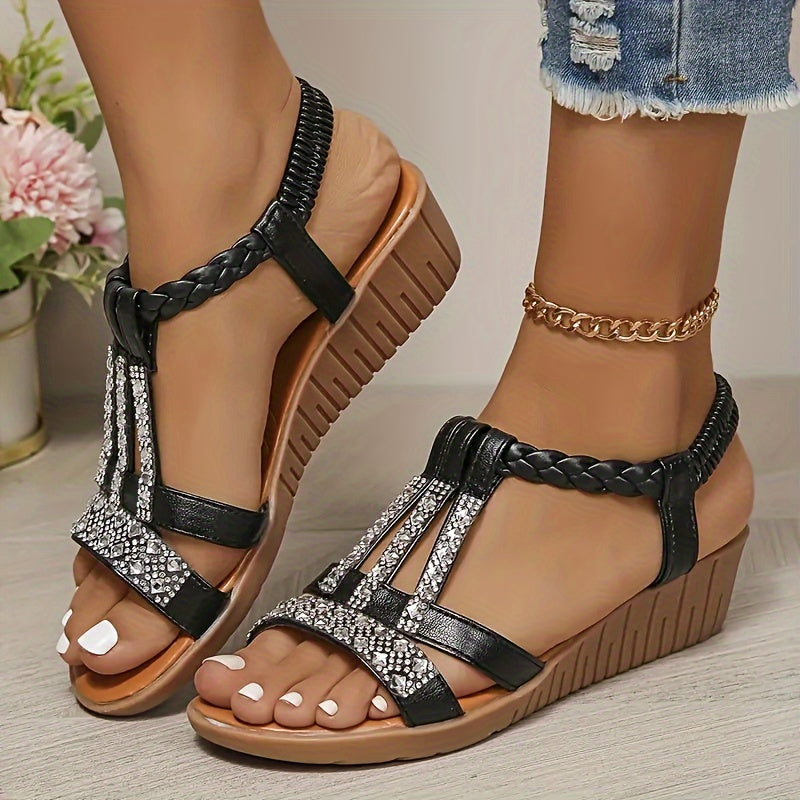Celeste™ | Boho-Inspired Sandals with Rhinestone Straps