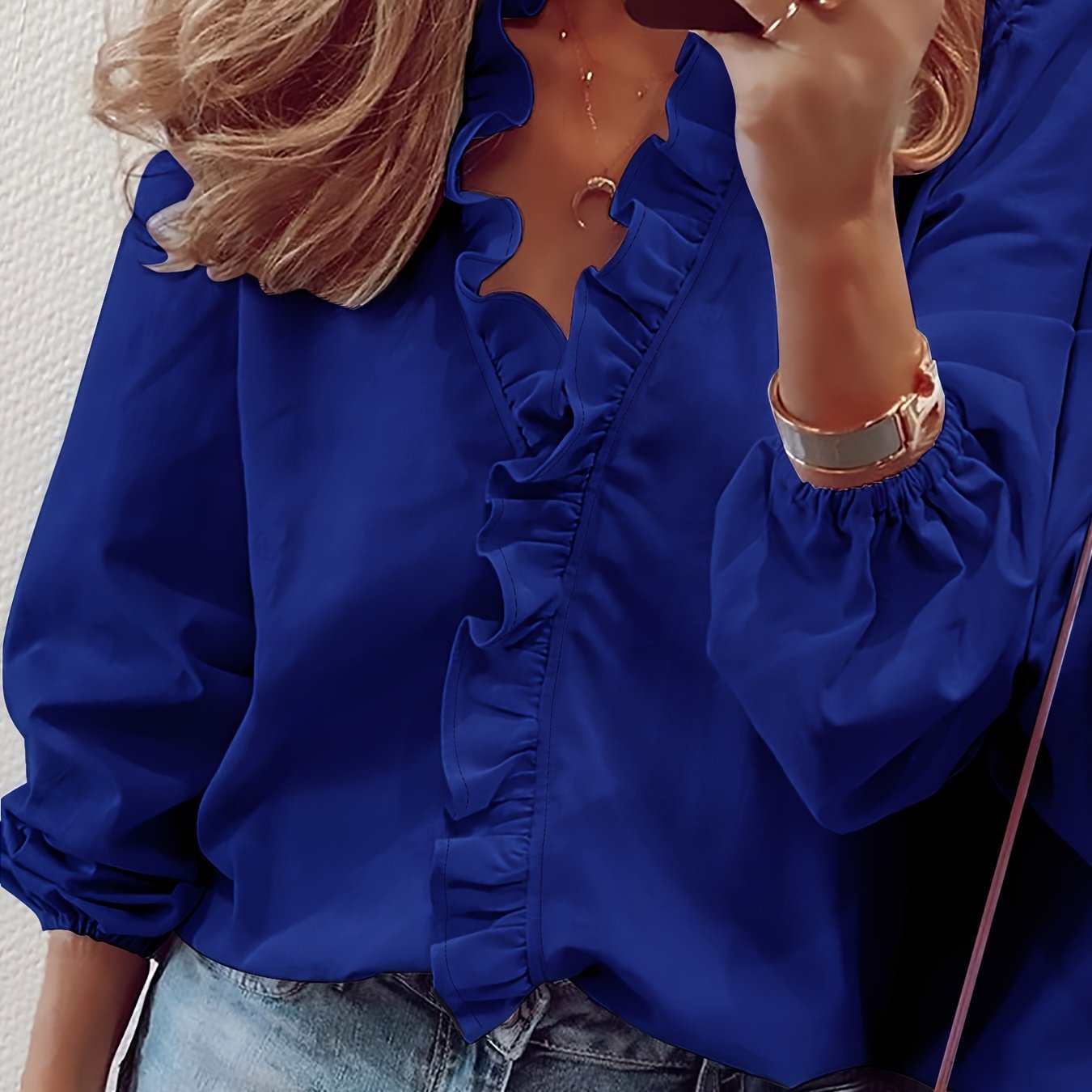 Blush & Bay™ | Ruffled V-Neck Blouse