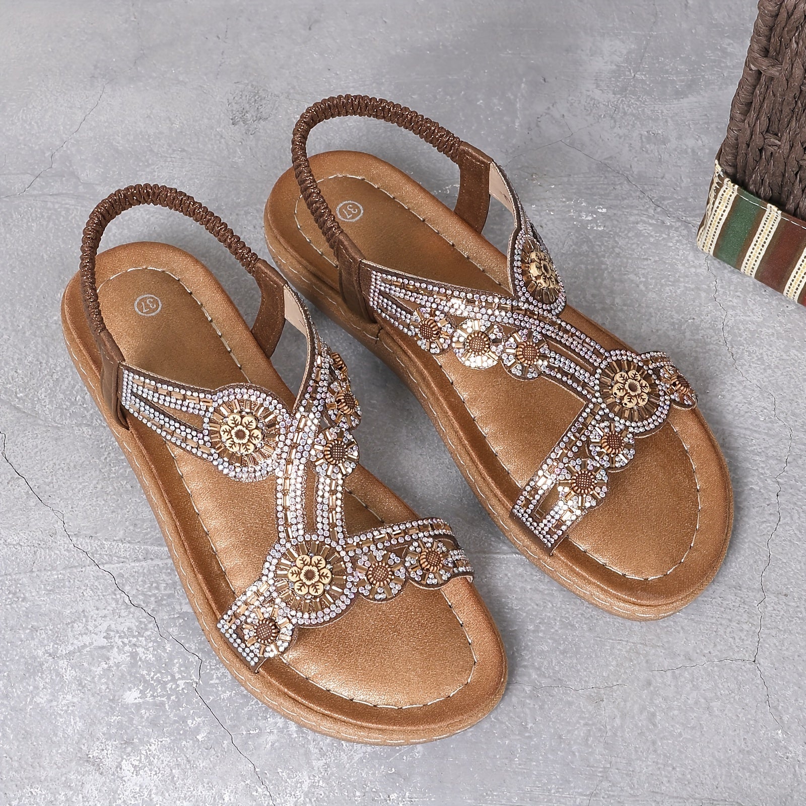 Solara™ | Boho Rhinestone Orthopaedic Sandals