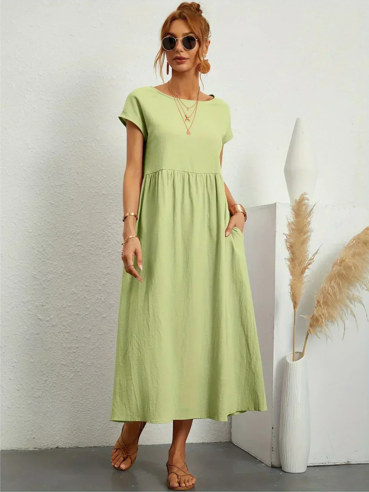 Blush & Bay™ | Elegant Round Neck Dress