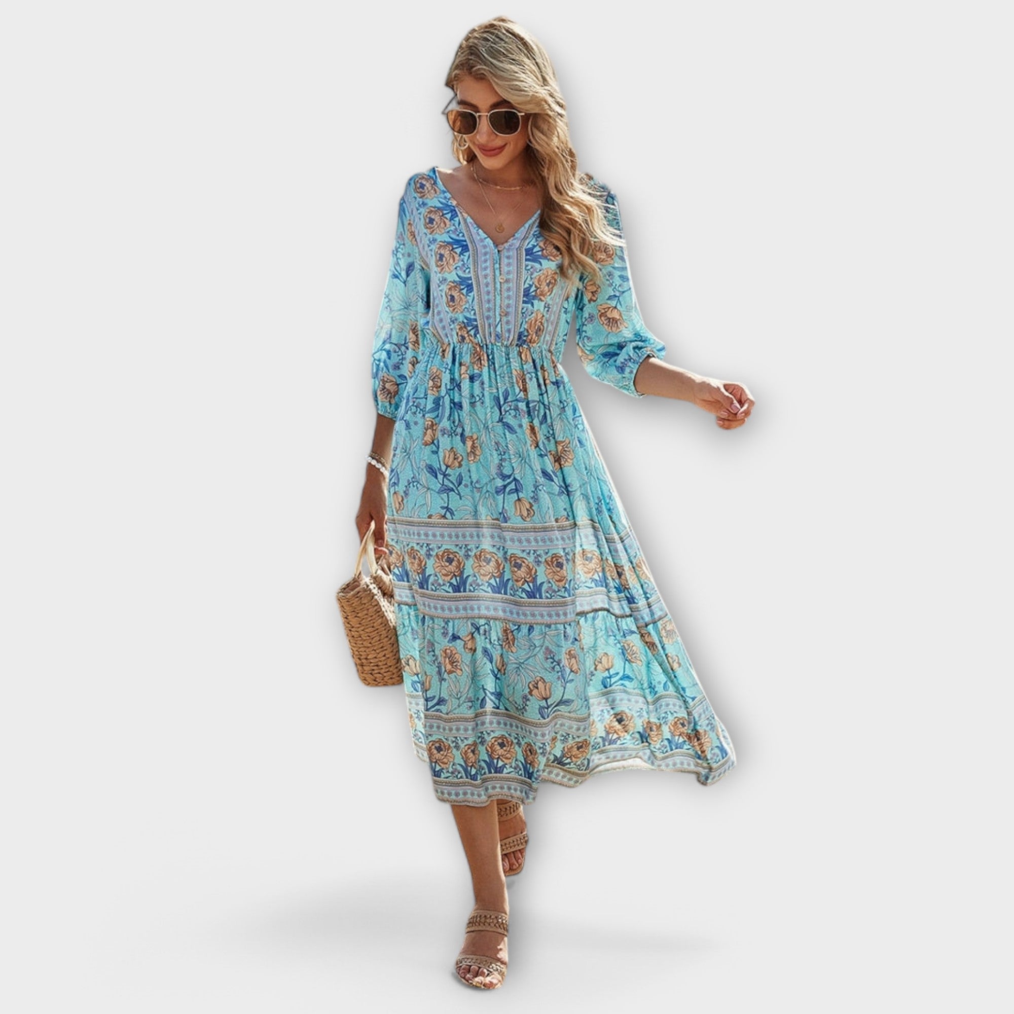 Blush & Bay™ | Elegant Dress with Floral Print