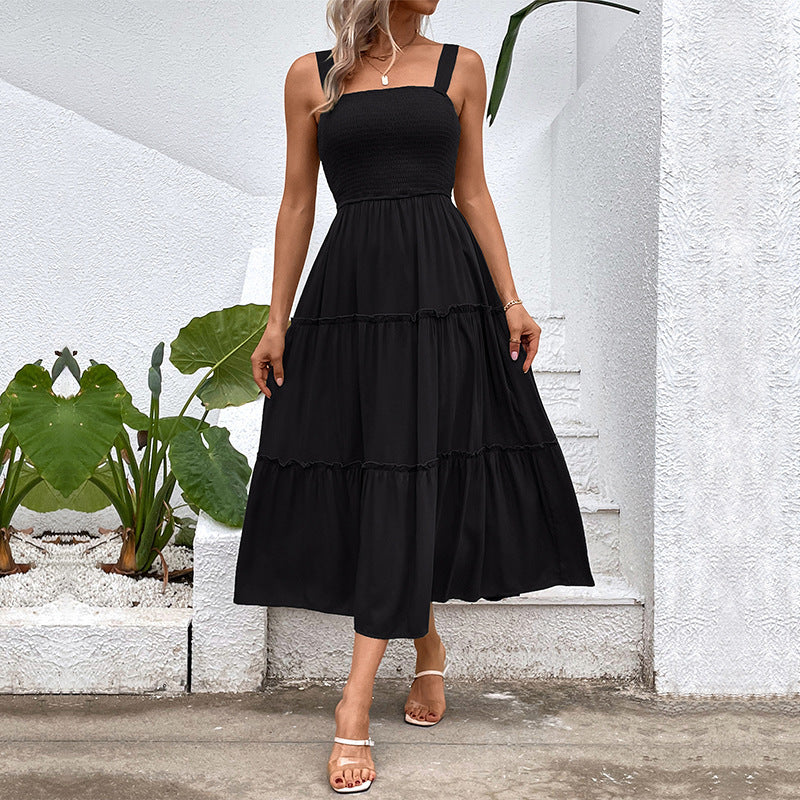 Blush & Bay™ | Vintage Frill Hem Shirred Backless Sundress