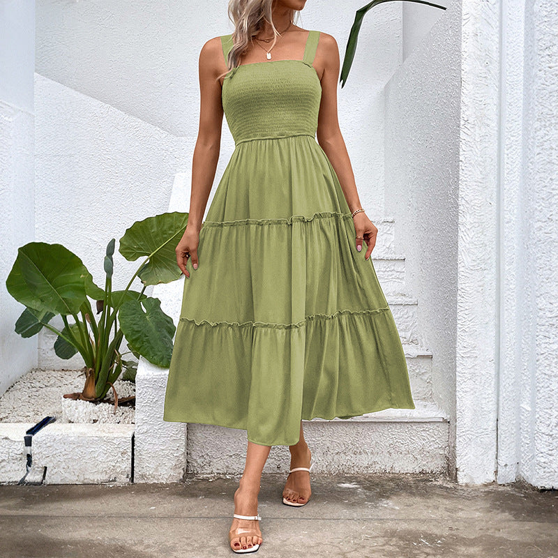 Blush & Bay™ | Vintage Frill Hem Shirred Backless Sundress