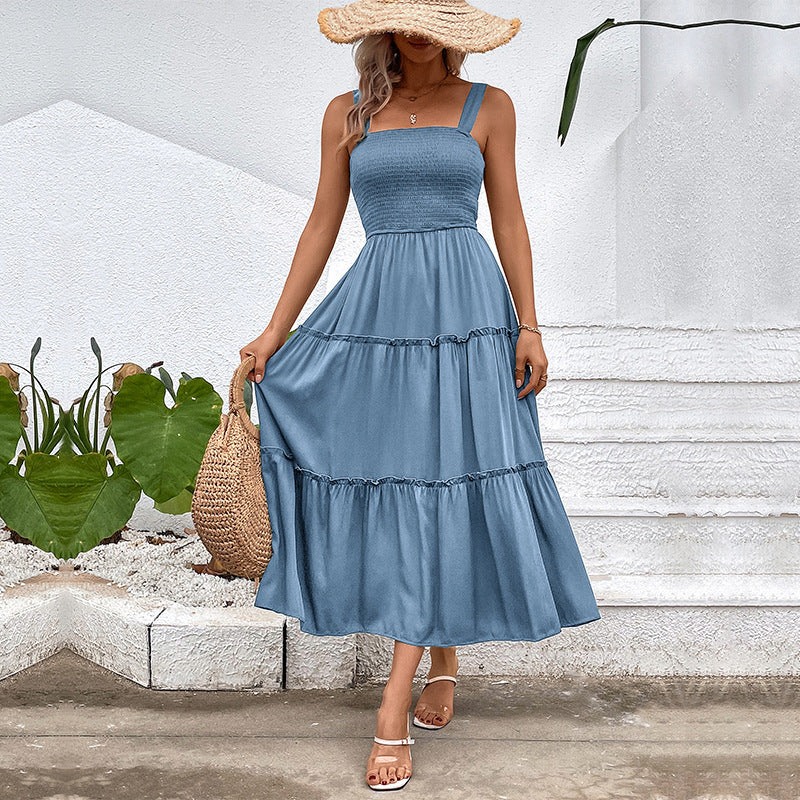 Blush & Bay™ | Vintage Frill Hem Shirred Backless Sundress