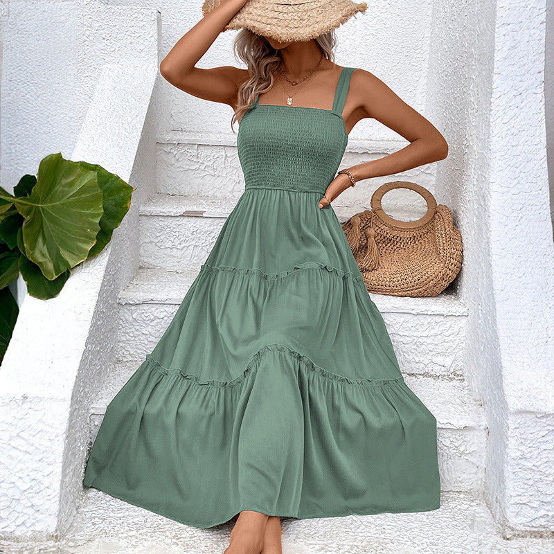 Blush & Bay™ | Vintage Frill Hem Shirred Backless Sundress