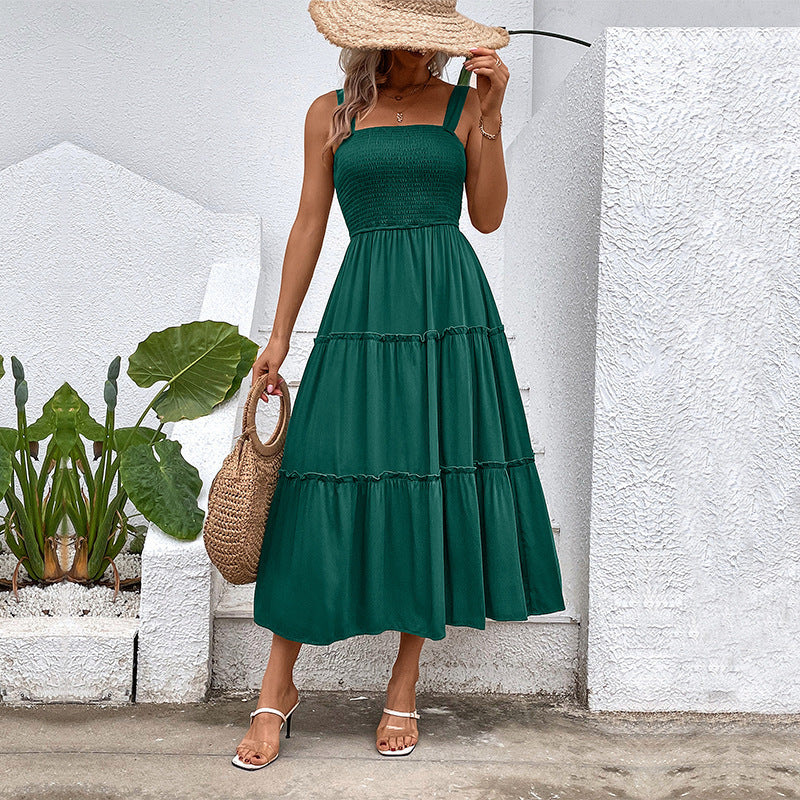 Blush & Bay™ | Vintage Frill Hem Shirred Backless Sundress