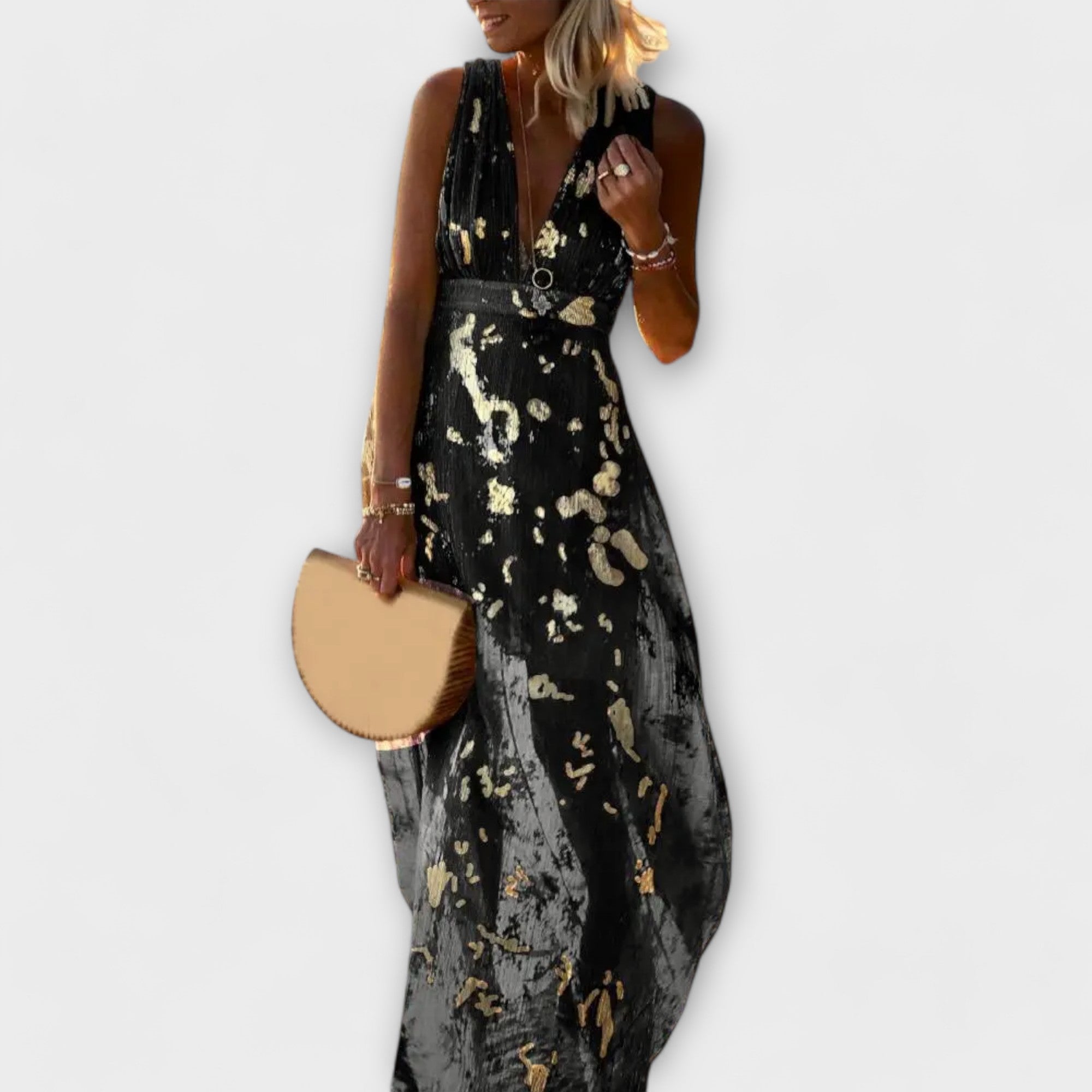Blush & Bay™ | Flowing dress with V-neck and sequin details
