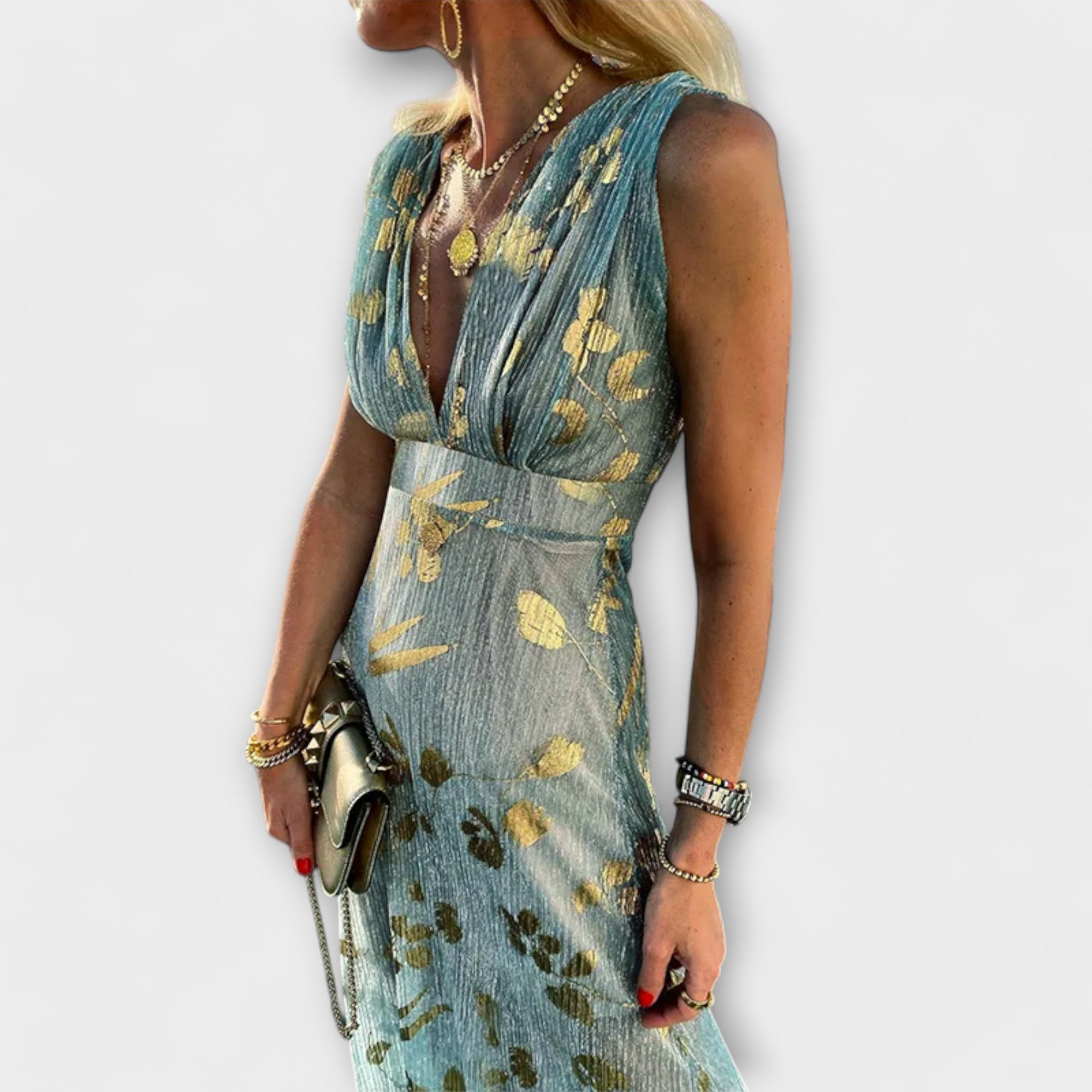 Blush & Bay™ | Flowing dress with V-neck and sequin details
