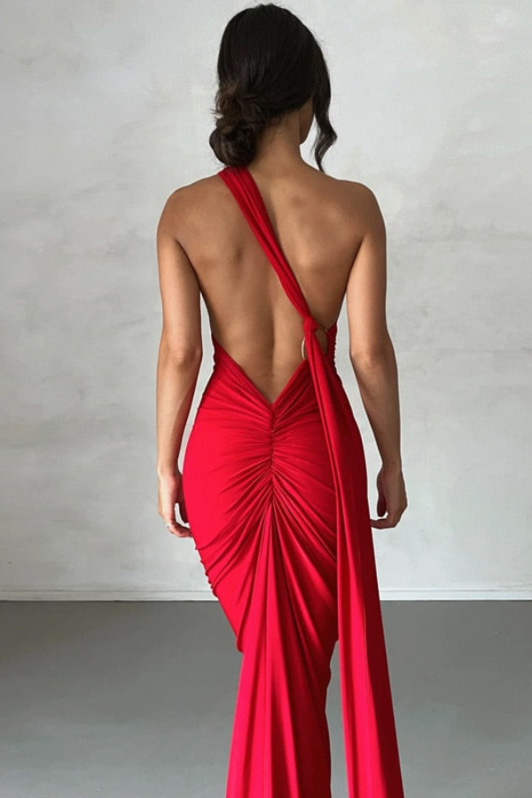 Blush & Bay™ | Oblique Shoulder Maxi Dress