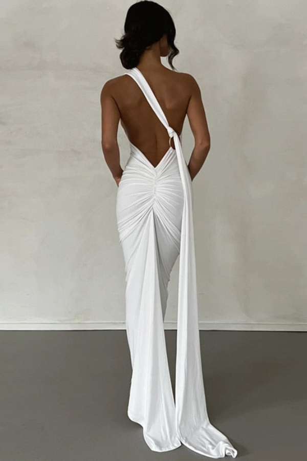 Blush & Bay™ | Oblique Shoulder Maxi Dress