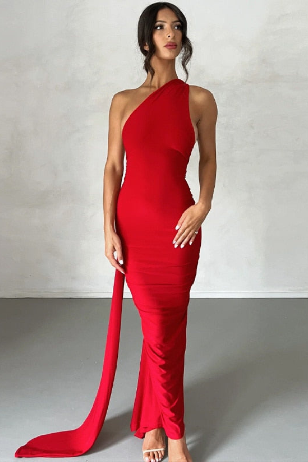 Blush & Bay™ | Oblique Shoulder Maxi Dress