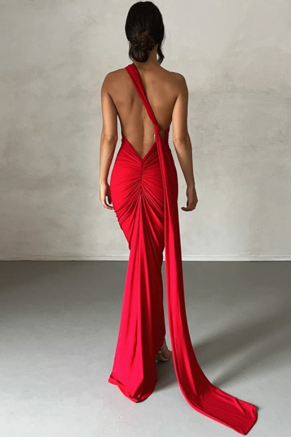 Blush & Bay™ | Oblique Shoulder Maxi Dress