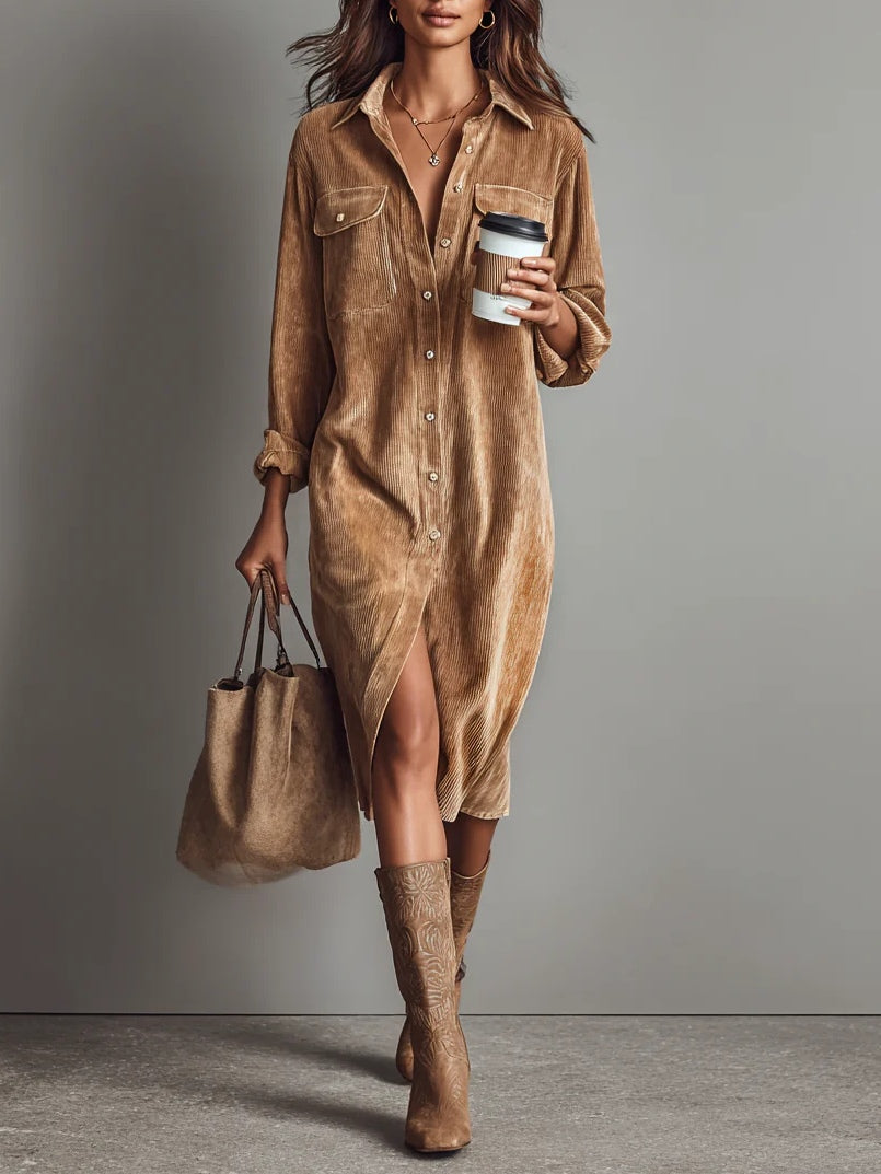 Beatris™ | Corduroy Midi Dress