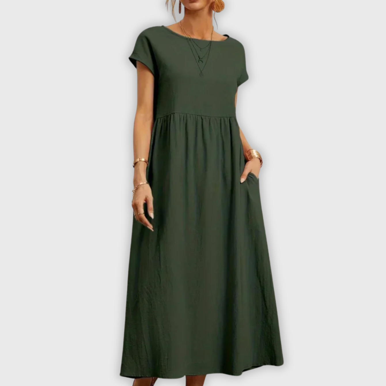 Blush & Bay™ | Elegant Round Neck Dress
