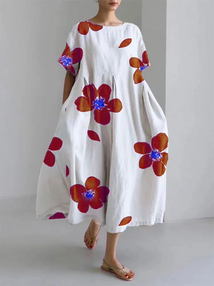 CATERINA | Long summer dress with bright flowers and soft comfort for sunny days