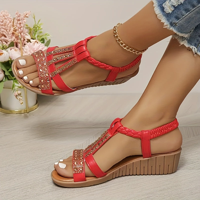 Celeste™ | Boho-Inspired Sandals with Rhinestone Straps