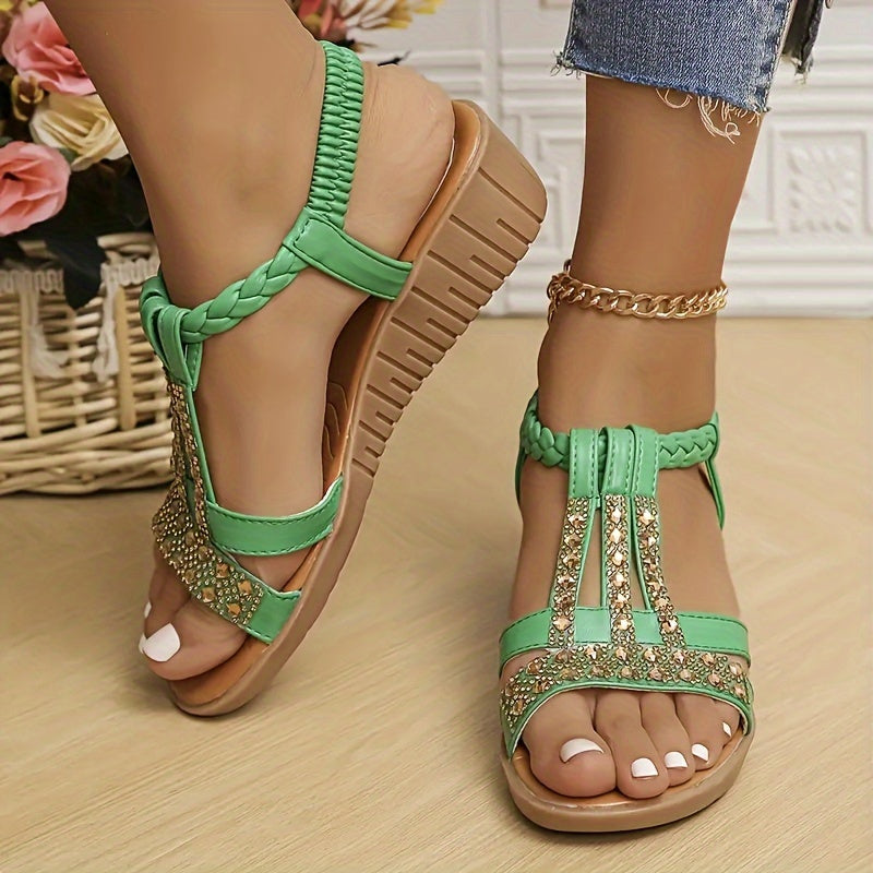 Celeste™ | Boho-Inspired Sandals with Rhinestone Straps