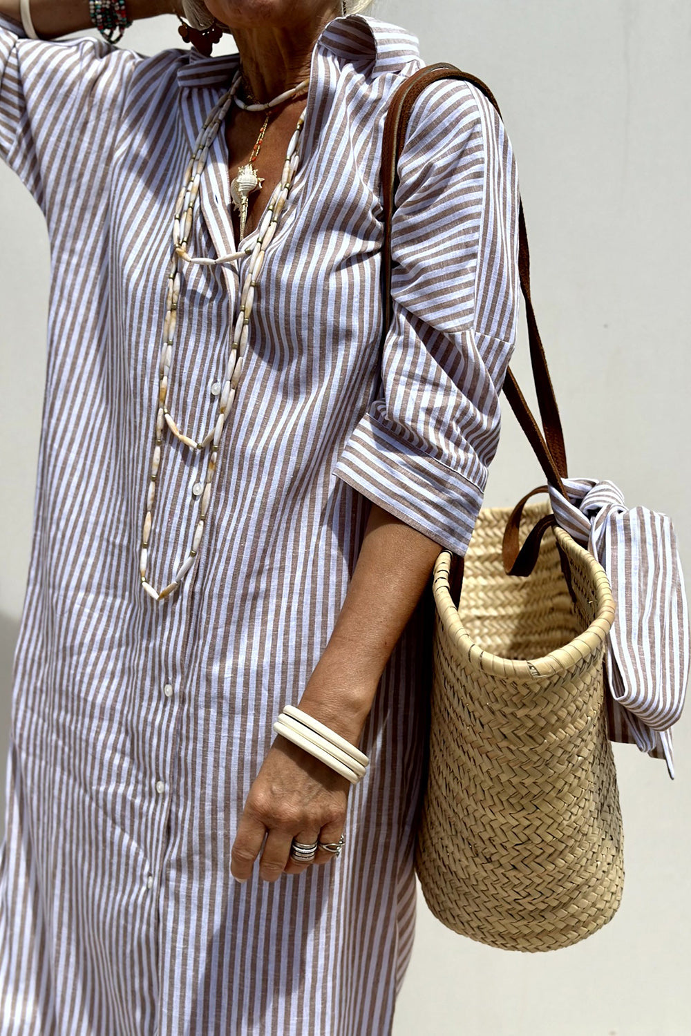Blush & Bay™ | Elegant Striped Shirt Dress