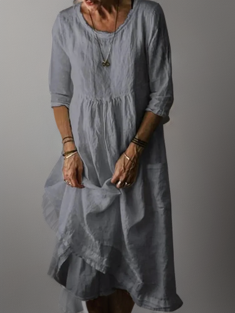Blush & Bay™ | Flowing Maxi Dress with Relaxed Round Neckline